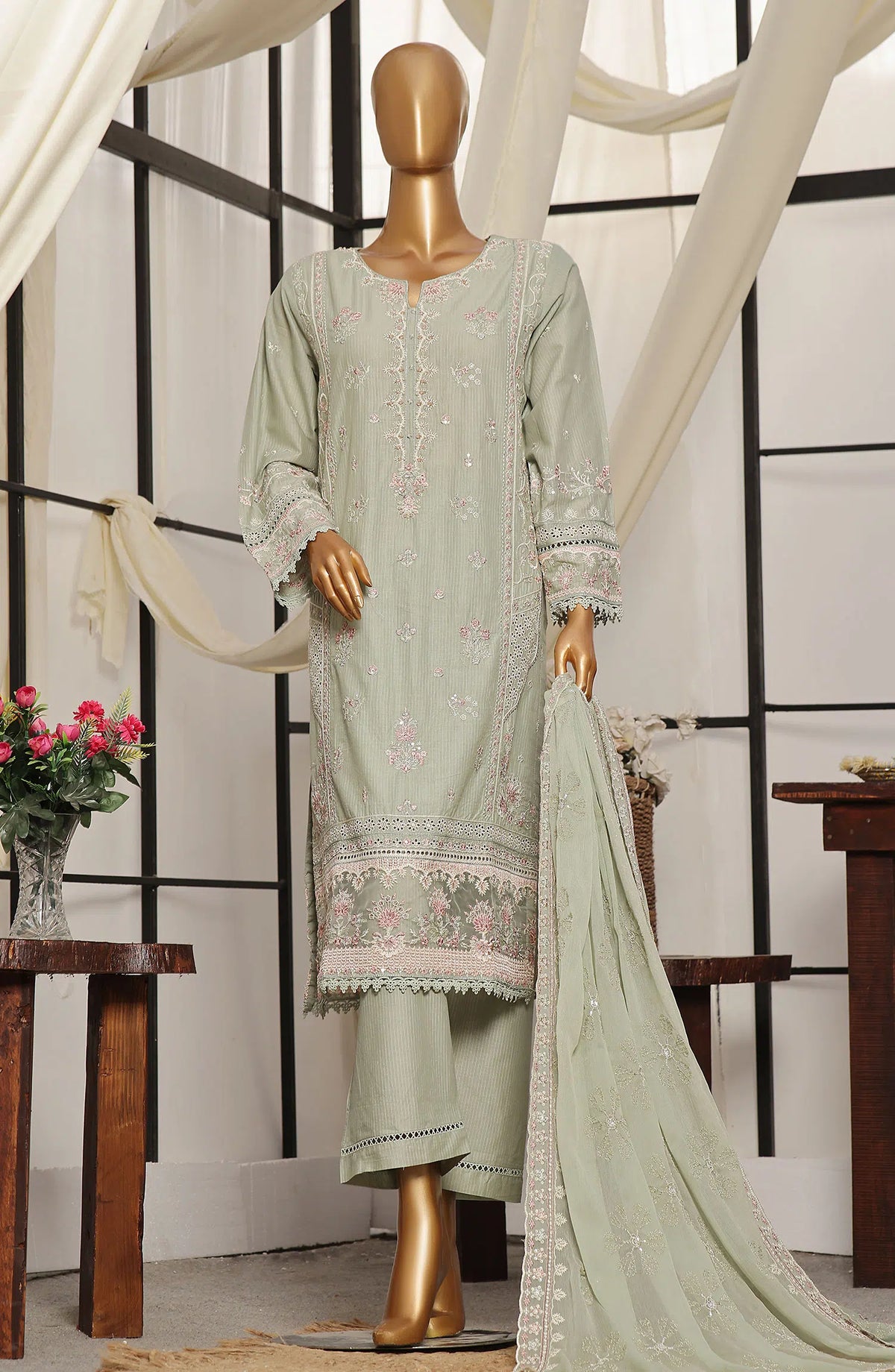 SADABAHAR Luxury Embroidered Festive Collection With Chiffon Embroidered Dupatta Vol 3 - SLEFC V3 - 04