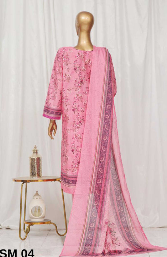 Bin Saeed Printed Lawn Stitched 3 Piece - SM-04 - BS25EL - Pink - Summer Collection