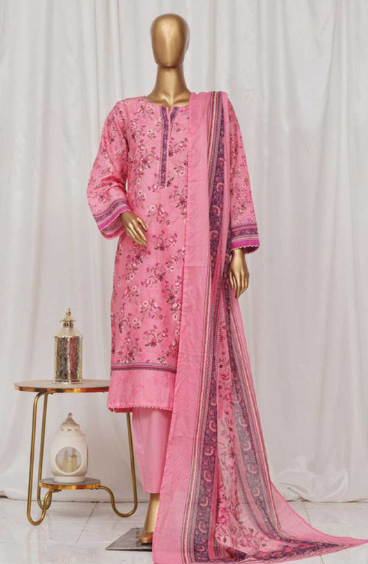 Bin Saeed Printed Lawn Stitched 3 Piece - SM-04 - BS25EL - Pink - Summer Collection