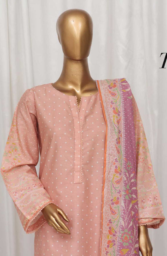 Bin Saeed Printed Lawn Stitched 3 Piece - SM-34 - BS25EL - Light Pink - Summer Collection