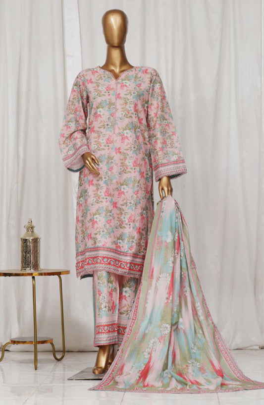 Bin Saeed Printed Lawn Stitched 3 Piece - SM-39 - BS25EL - Light Pink - Summer Collection