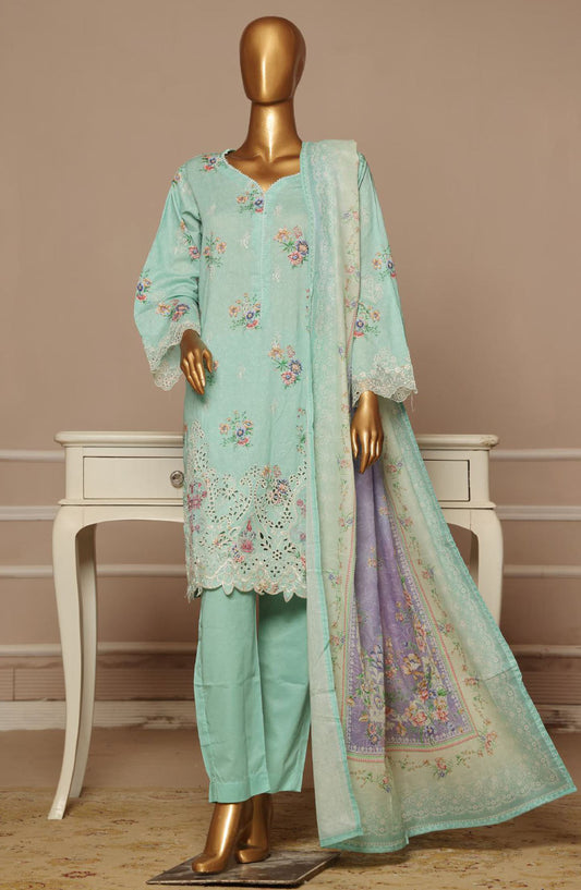 Bin Saeed Embroidered Lawn Stitched 3 Piece Suit - SM-422 - BS25ELCV4 - Blue - Summer Collection