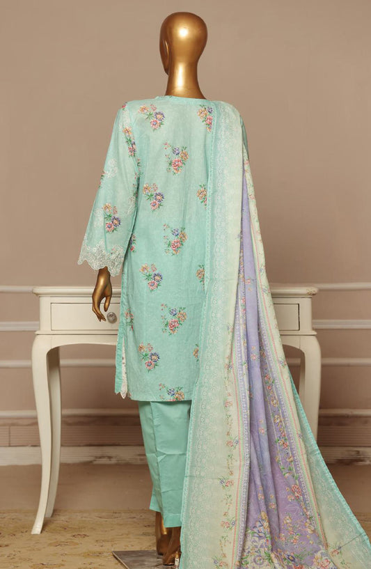 Bin Saeed Embroidered Lawn Stitched 3 Piece Suit - SM-422 - BS25ELCV4 - Blue - Summer Collection
