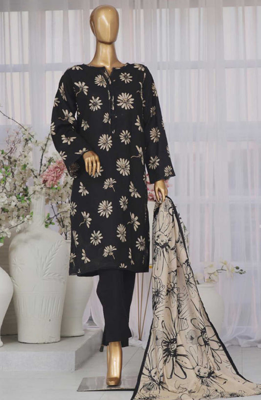 Bin Saeed Printed Lawn Stitched 3 Piece - SM-608 - BS25EL - Black - Summer Collection