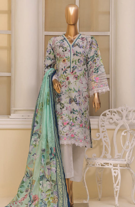 Bin Saeed Embroidered Lawn Stitched 3 Piece Suit - SM-747 - BS25ELCV4 - Off White - Summer Collection