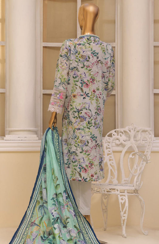 Bin Saeed Embroidered Lawn Stitched 3 Piece Suit - SM-747 - BS25ELCV4 - Off White - Summer Collection