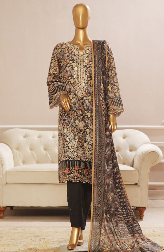 Bin Saeed Embroidered Lawn Stitched 3 Piece Suit - SM-748 - BS25ELCV4 - Black - Summer Collection
