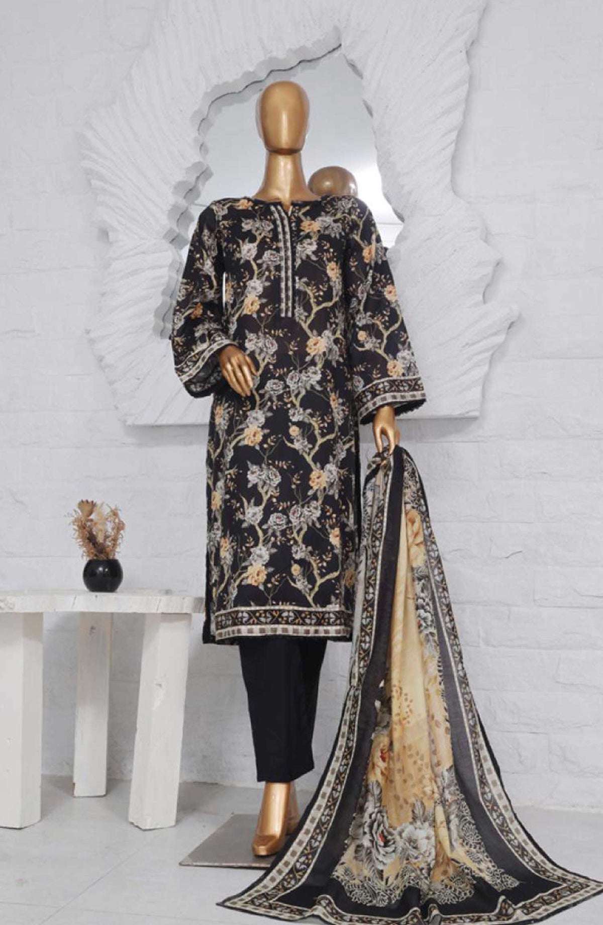 Bin Saeed Printed Lawn Stitched 3 Piece - SM-772 - BS25EL - Blue - Summer Collection