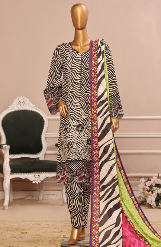 Bin Saeed Embroidered Lawn Stitched 3 Piece Suit - SM-797 - BS25ELCV4 - Black - Summer Collection