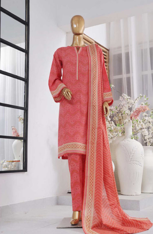Bin Saeed Printed Lawn Stitched 3 Piece - SM-800 - BS25EL - Pink - Summer Collection