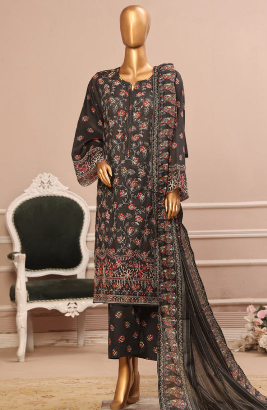 Bin Saeed Embroidered Lawn Stitched 3 Piece Suit - SM-806 - BS25ELCV4 - Black - Summer Collection