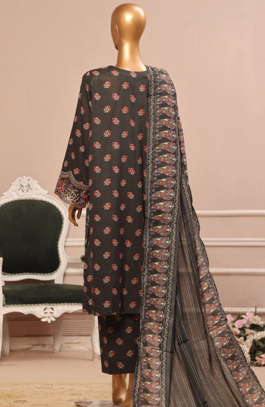 Bin Saeed Embroidered Lawn Stitched 3 Piece Suit - SM-806 - BS25ELCV4 - Black - Summer Collection