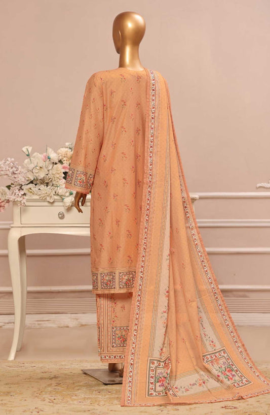 Bin Saeed Embroidered Lawn Stitched 3 Piece Suit - SM 040 - BS25EElV3 - Orange - Summer Collection