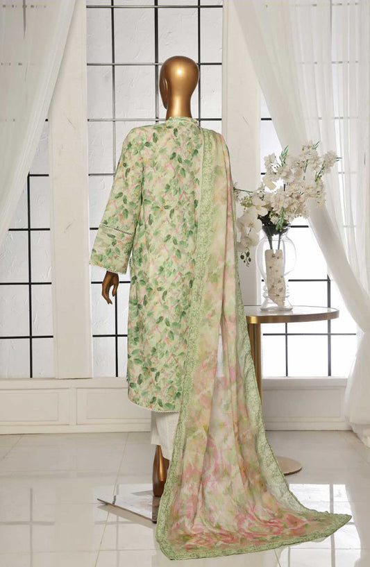 Bin Saeed Printed Lawn Stitched 3 Piece - SM 103 A - BS25EL - Green - Summer Collection