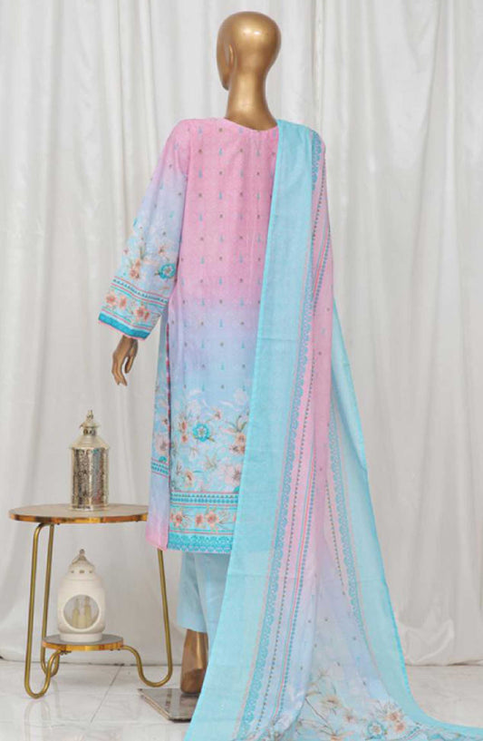 Bin Saeed Printed Lawn Stitched 3 Piece - SM 13 - BS25EL - Blue - Summer Collection