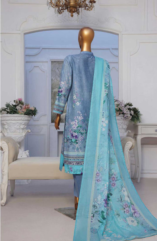 Bin Saeed Printed Lawn Stitched 3 Piece - SM 20 - BS25EL - Blue - Summer Collection
