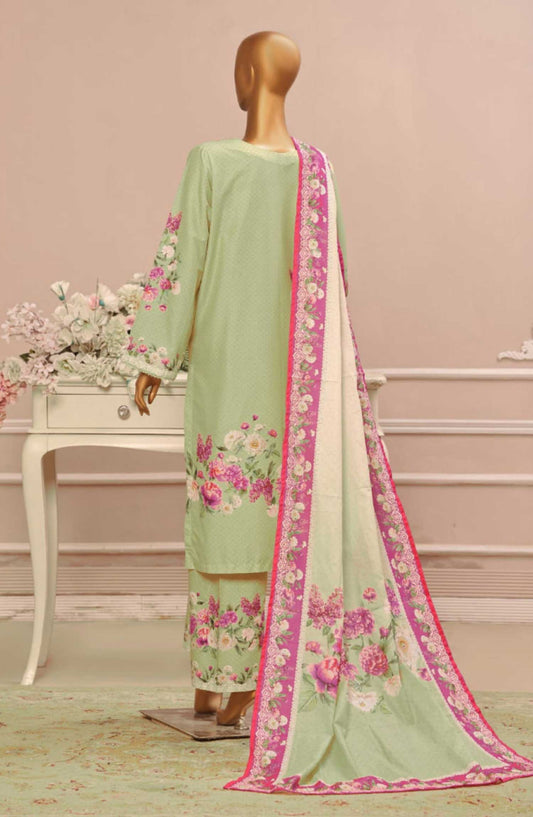 Bin Saeed Embroidered Lawn Stitched 3 Piece - SM 29 - BS25SM - Pista Green - Summer Collection