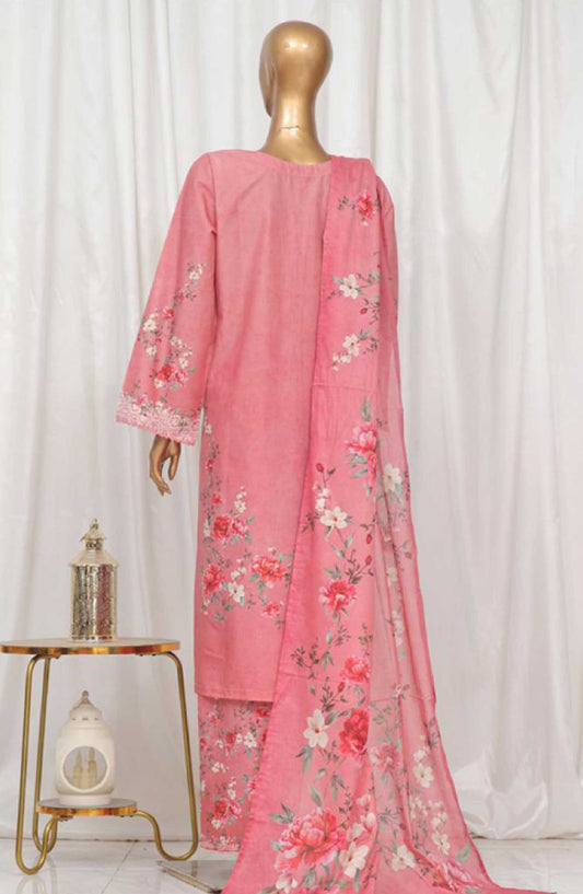 Bin Saeed Printed Lawn Stitched 3 Piece - SM 30 - BS25EL - Light Pink - Summer Collection