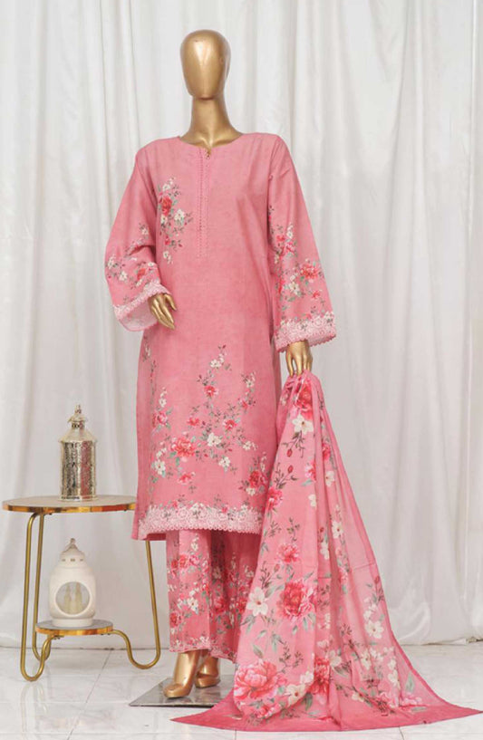 Bin Saeed Printed Lawn Stitched 3 Piece - SM 30 - BS25EL - Light Pink - Summer Collection