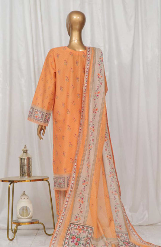 Bin Saeed Printed Lawn Stitched 3 Piece - SM 40 - BS25EL - Orange - Summer Collection