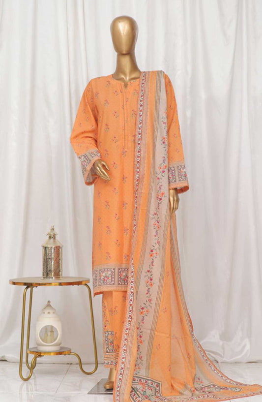 Bin Saeed Printed Lawn Stitched 3 Piece - SM 40 - BS25EL - Orange - Summer Collection