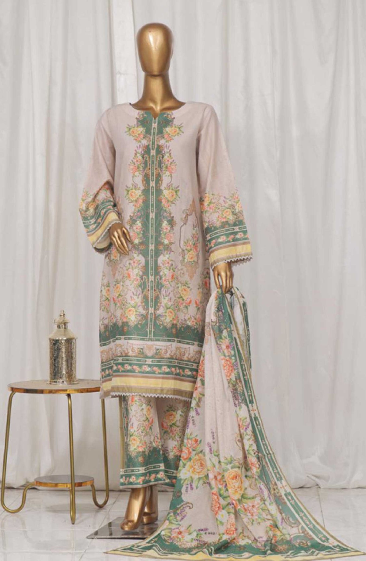 Bin Saeed Printed Lawn Stitched 3 Piece - SM 43 - BS25EL - Light Pink - Summer Collection