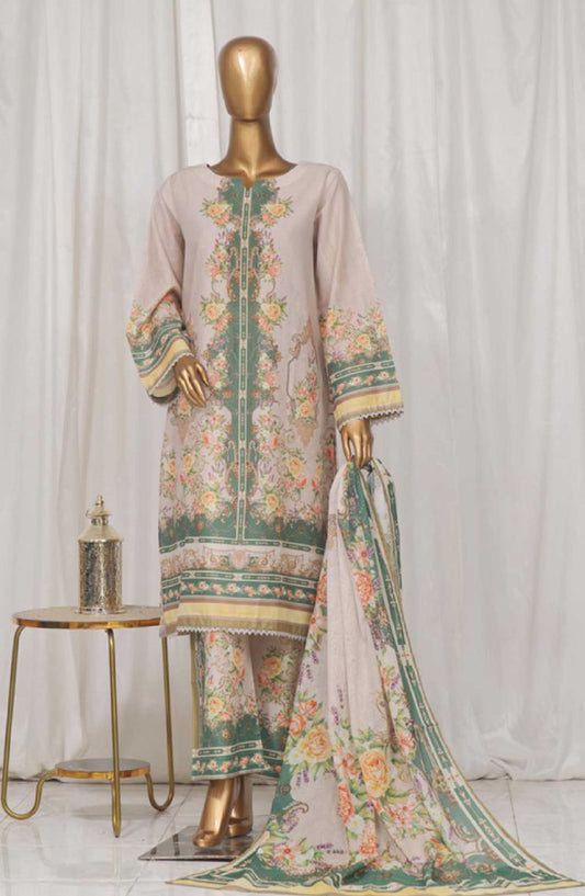 Bin Saeed Printed Lawn Stitched 3 Piece - SM 43 - BS25EL - Light Pink - Summer Collection