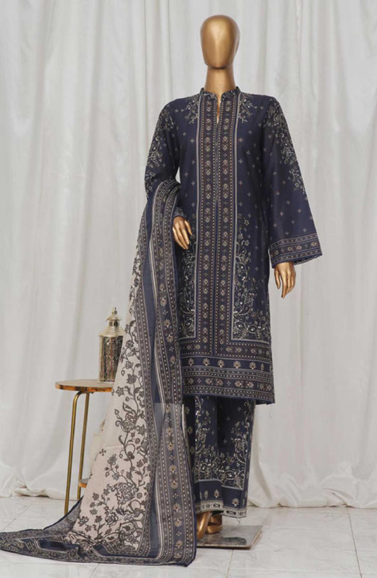 Bin Saeed Printed Lawn Stitched 3 Piece - SM 47 - BS25EL - Black - Summer Collection