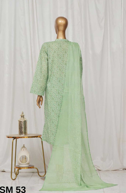 Bin Saeed Printed Lawn Stitched 3 Piece - SM 53 - BS25EL - Green - Summer Collection