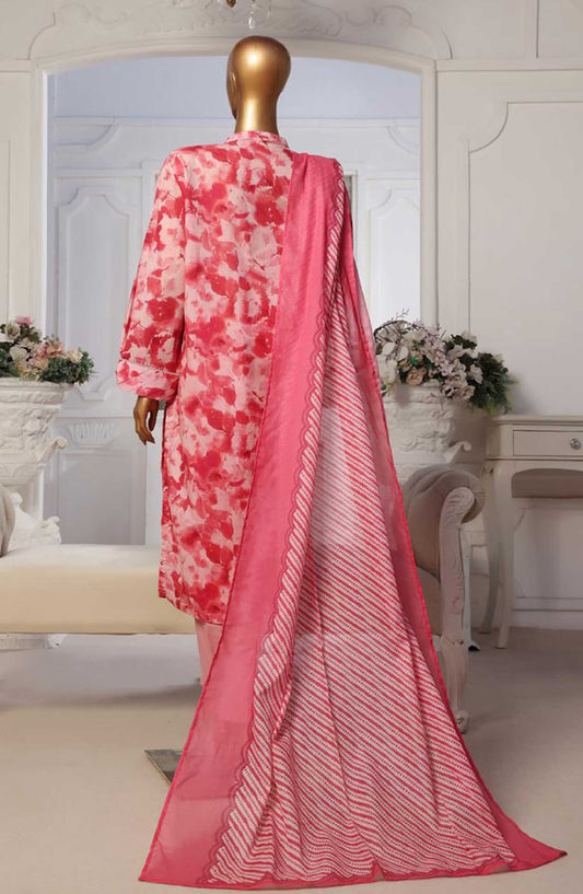 Bin Saeed Printed Lawn Stitched 3 Piece - SM 54 - BS25EL - Hot Pink - Summer Collection