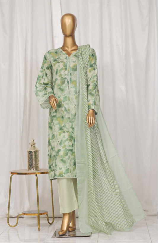 Bin Saeed Printed Lawn Stitched 3 Piece - SM 55 - BS25EL - Green - Summer Collection