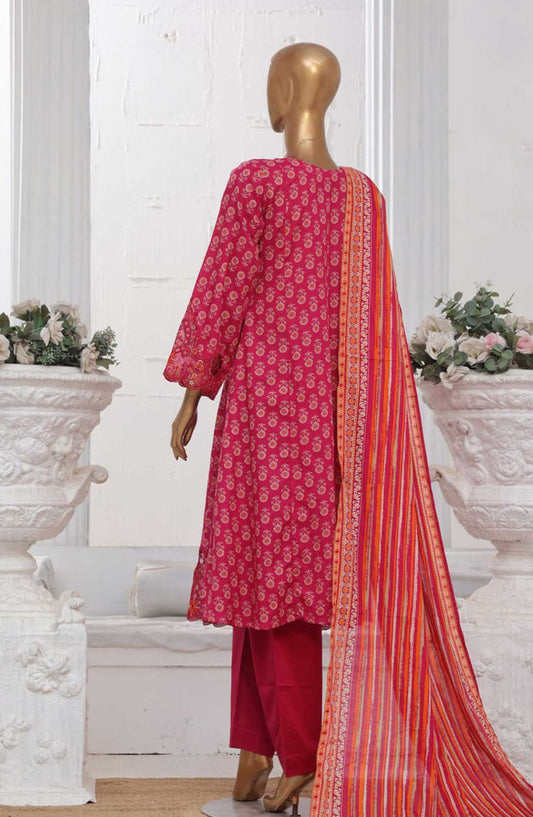 Bin Saeed Embroidered Lawn Frock Stitched 3 Piece - SM 602 - BS25LF - Pink - Summer Collection