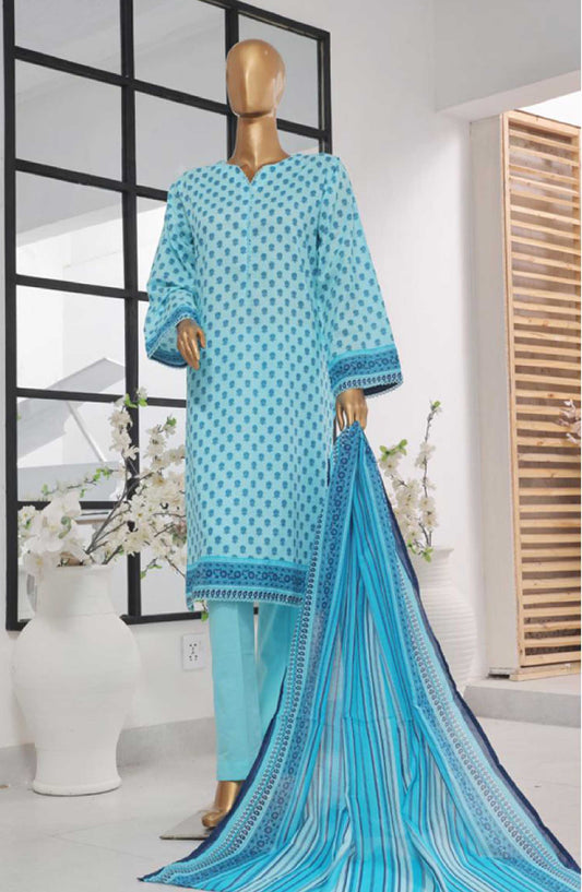 Bin Saeed Printed Lawn Stitched 3 Piece - SM 610 - BS25EL - Blue - Summer Collection