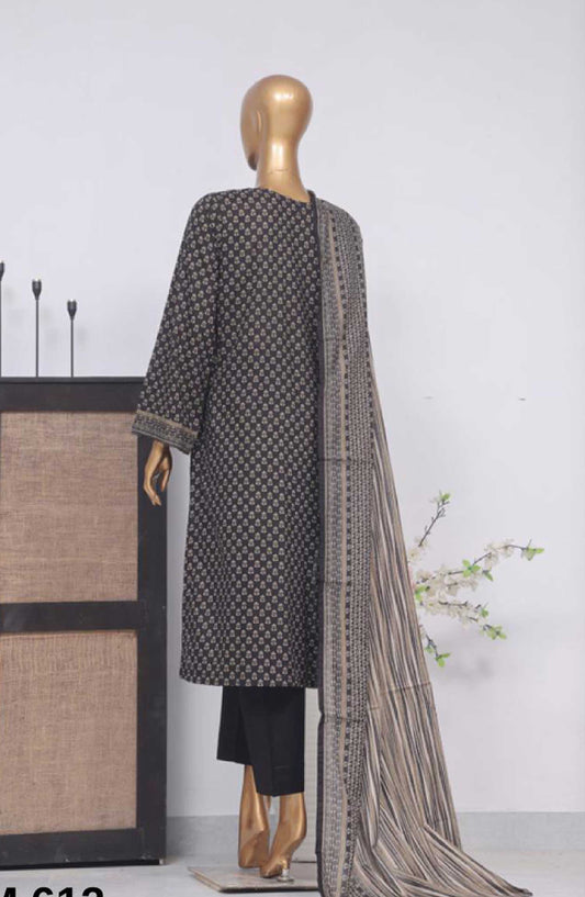 Bin Saeed Printed Lawn Stitched 3 Piece - SM 612 - BS25EL - Black - Summer Collection