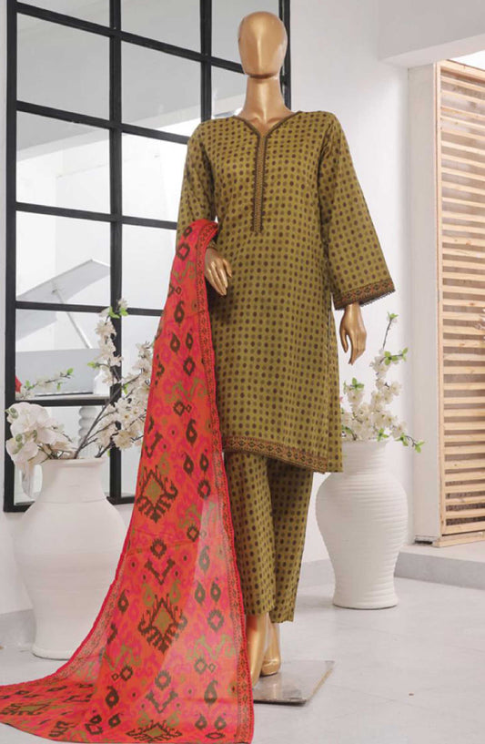 Bin Saeed Printed Lawn Stitched 3 Piece - SM 618 - BS25EL - Green - Summer Collection