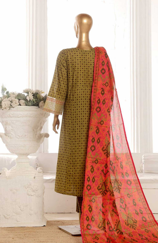Bin Saeed Embroidered Lawn Frock Stitched 3 Piece - SM 618 - BS25LF - Green - Summer Collection