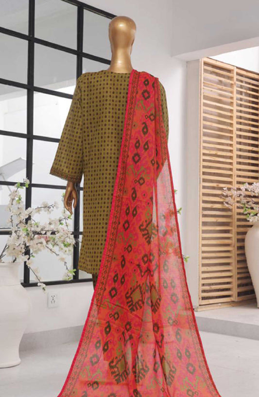 Bin Saeed Printed Lawn Stitched 3 Piece - SM 618 - BS25EL - Green - Summer Collection