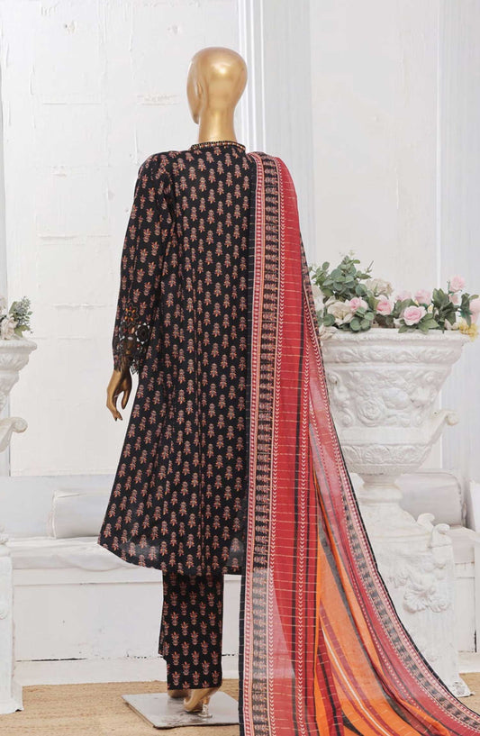 Bin Saeed Embroidered Lawn Frock Stitched 3 Piece - SM 636 - BS25LF - Black - Summer Collection