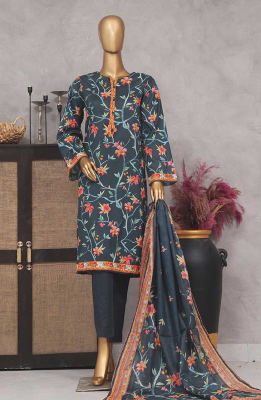 Bin Saeed Printed Lawn Stitched 3 Piece - SM 686 - BS25EL - Green - Summer Collection