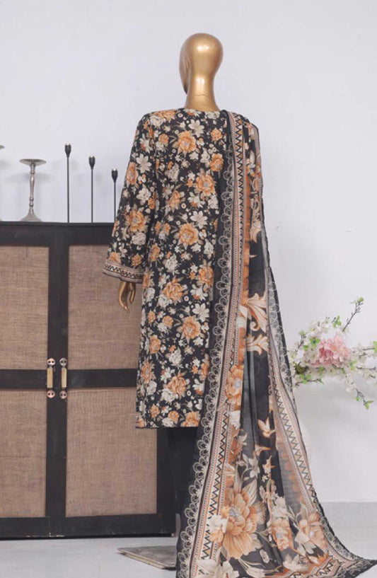 Bin Saeed Printed Lawn Stitched 3 Piece - SM 743 - BS25EL - Black - Summer Collection