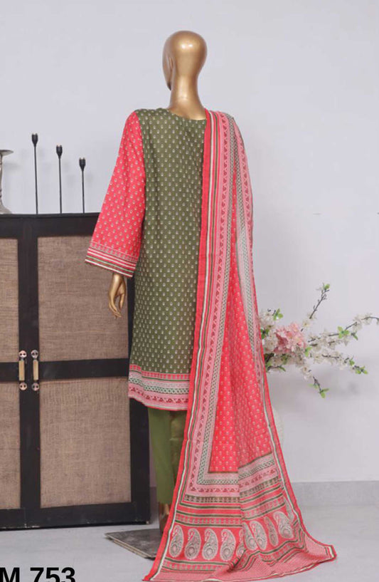Bin Saeed Printed Lawn Stitched 3 Piece - SM 753 - BS25EL - Green - Summer Collection