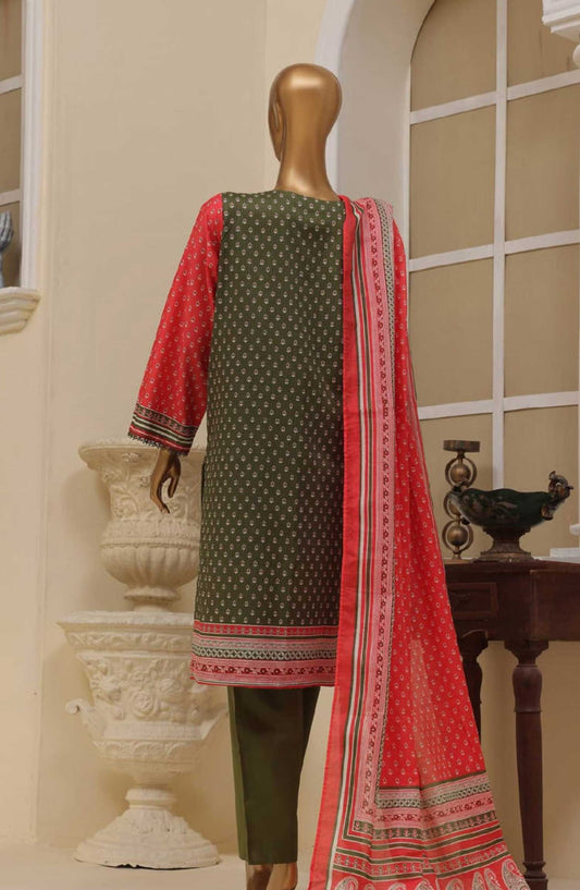 Bin Saeed Embroidered Lawn Stitched 3 Piece - SM 753 - BS25EL - Green - Summer Collection