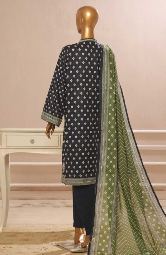 Bin Saeed Embroidered Lawn Stitched 3 Piece - SM 755 - BS25EL - Blue - Summer Collection