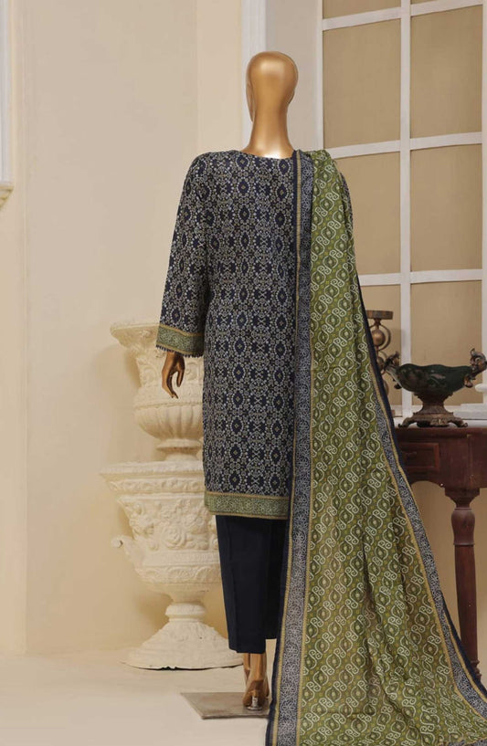 Bin Saeed Embroidered Lawn Stitched 3 Piece - SM 758 - BS25EL - Blue - Summer Collection