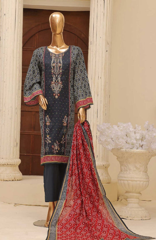 Bin Saeed Embroidered Lawn Stitched 3 Piece - SM 759 - BS25EL - Blue - Summer Collection