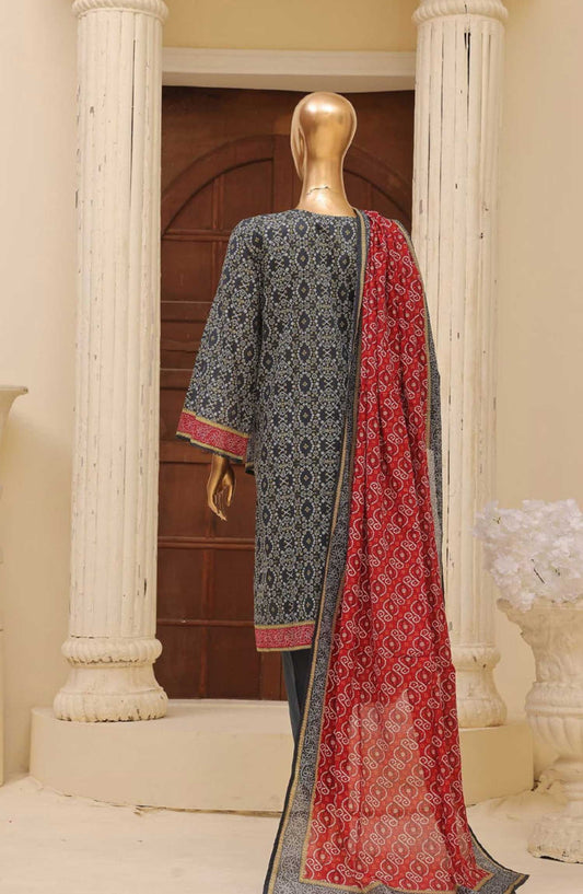 Bin Saeed Embroidered Lawn Stitched 3 Piece - SM 759 - BS25EL - Blue - Summer Collection