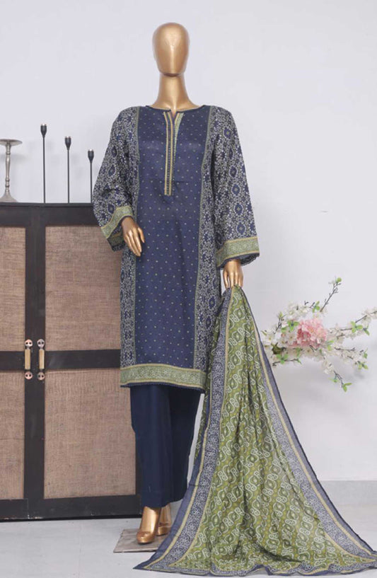 Bin Saeed Printed Lawn Stitched 3 Piece - SM 759 - BS25EL - Blue - Summer Collection