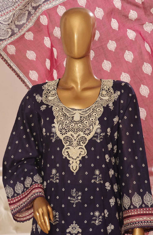 Bin Saeed Embroidered Lawn Stitched 3 Piece - SM 761 - BS25SM - Orange - Summer Collection