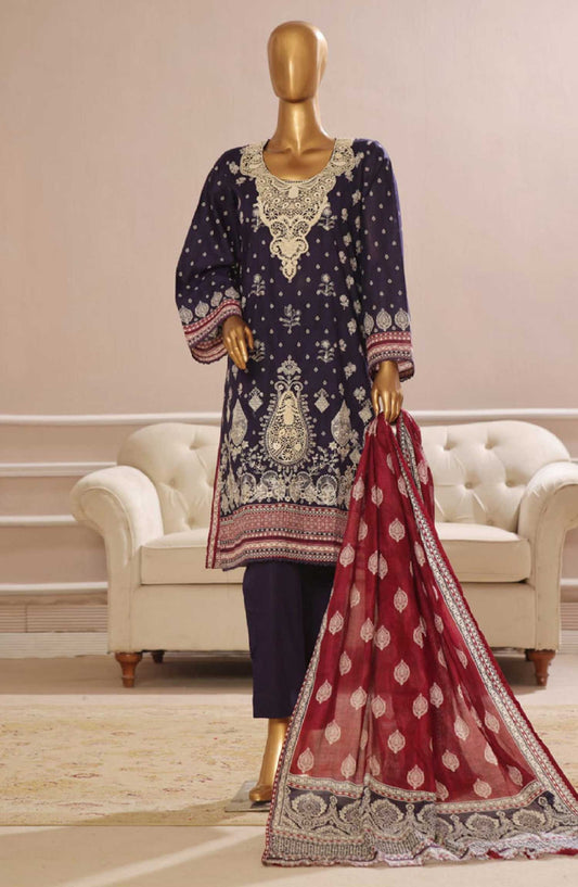 Bin Saeed Embroidered Lawn Stitched 3 Piece - SM 761 - BS25SM - Orange - Summer Collection
