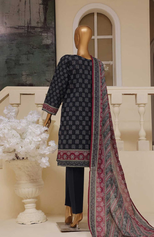 Bin Saeed Embroidered Lawn Stitched 3 Piece - SM 763 - BS25EL - Dark Blue - Summer Collection